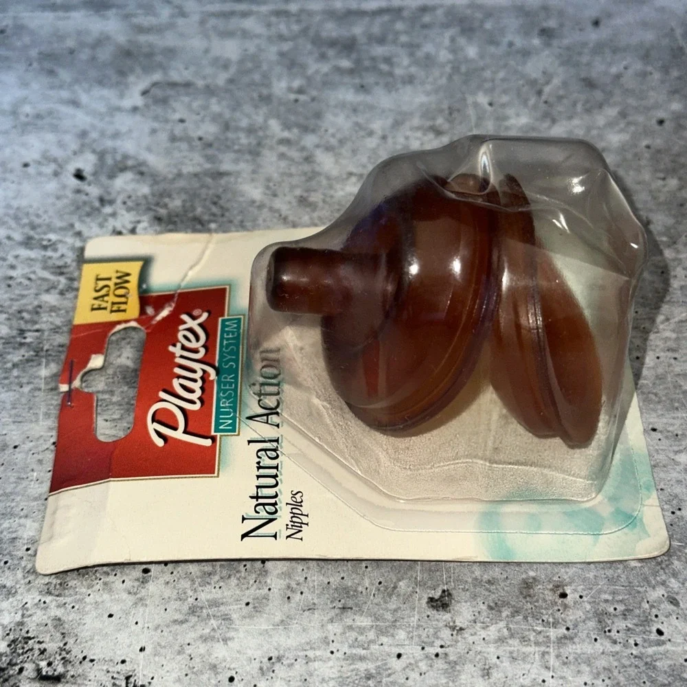 Vintage Playtex Natural Action Flat Top Latex Baby Bottle Nipples Fast Flow  (m)